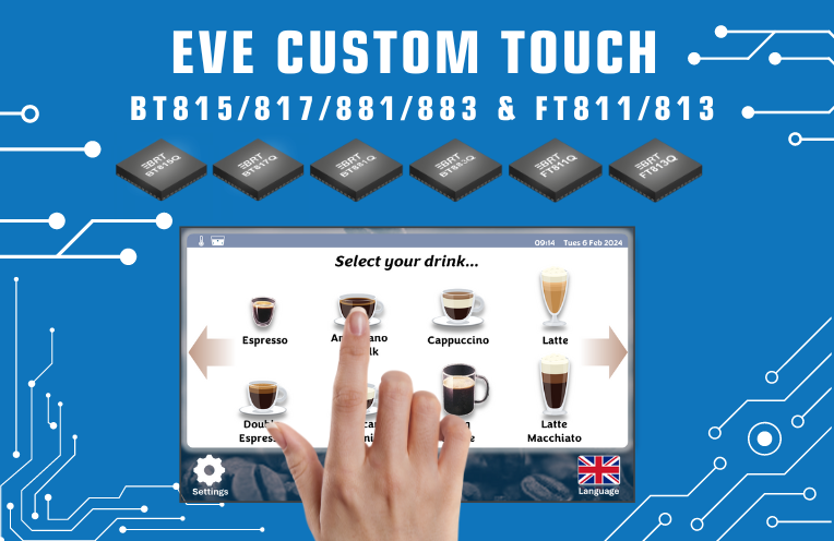 EVE Custom Touch functions are available with BT815 BT817 BT881 BT883 FT801 FT803